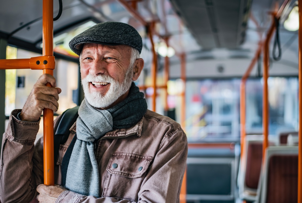 Older man on bus